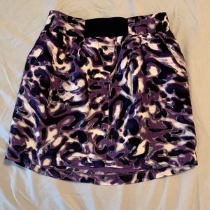 Lined Purple Abstract Print Mini Skirt w/ Pockets!